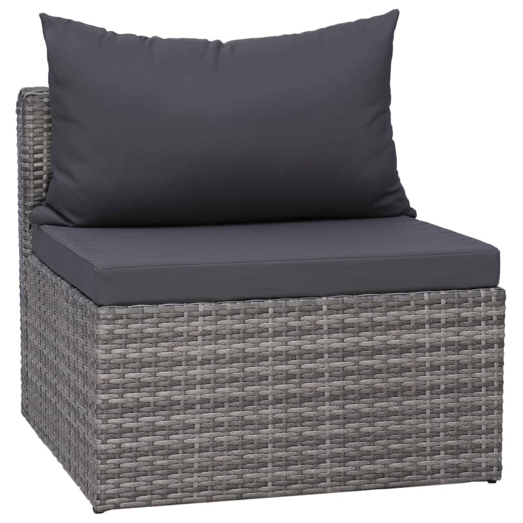 Sodo sofos komplektas su pagalvėmis, 3 dalių, pilkas kaina ir informacija | Lauko baldų komplektai | pigu.lt
