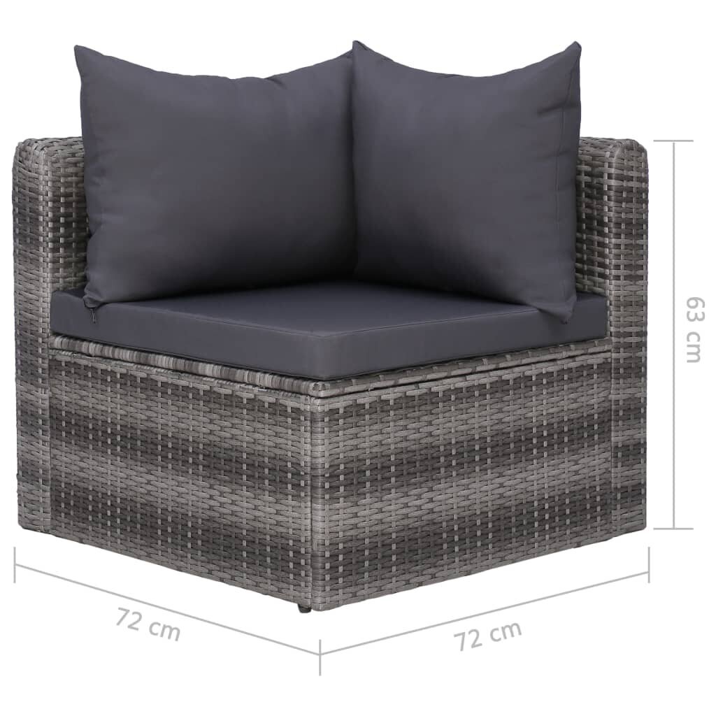Sodo sofos komplektas su pagalvėmis, 3 dalių, pilkas kaina ir informacija | Lauko baldų komplektai | pigu.lt