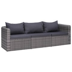 Sodo sofos komplektas su pagalvėmis, 3 dalių, pilkas цена и информация | Комплекты уличной мебели | pigu.lt