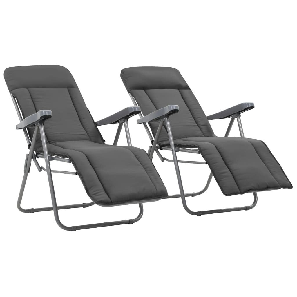 Sulankstomos sodo kėdės su pagalvėlėmis, 2 vnt., pilkos kaina ir informacija | Lauko kėdės, foteliai, pufai | pigu.lt