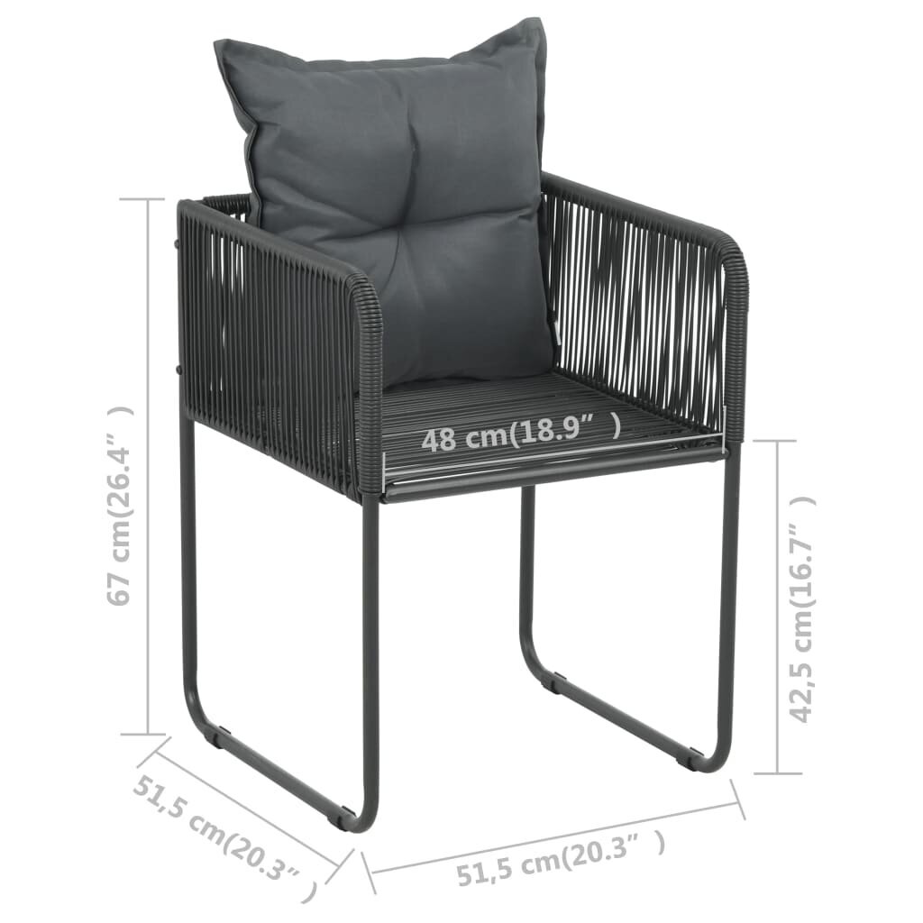Lauko kėdės, su pagalvėlėmis, 2 vnt., poliratanas цена и информация | Lauko kėdės, foteliai, pufai | pigu.lt