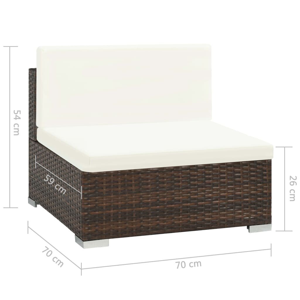 Sodo poilsio baldų komplektas su pagalvėlėmis, 6dalių, rudos spalvos, poliratanas kaina ir informacija | Lauko baldų komplektai | pigu.lt