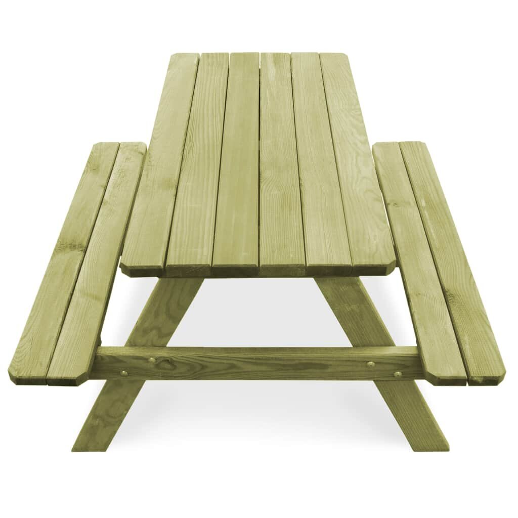 Iškylos stalas su suoliukais, žalias kaina ir informacija | Lauko stalai, staliukai | pigu.lt