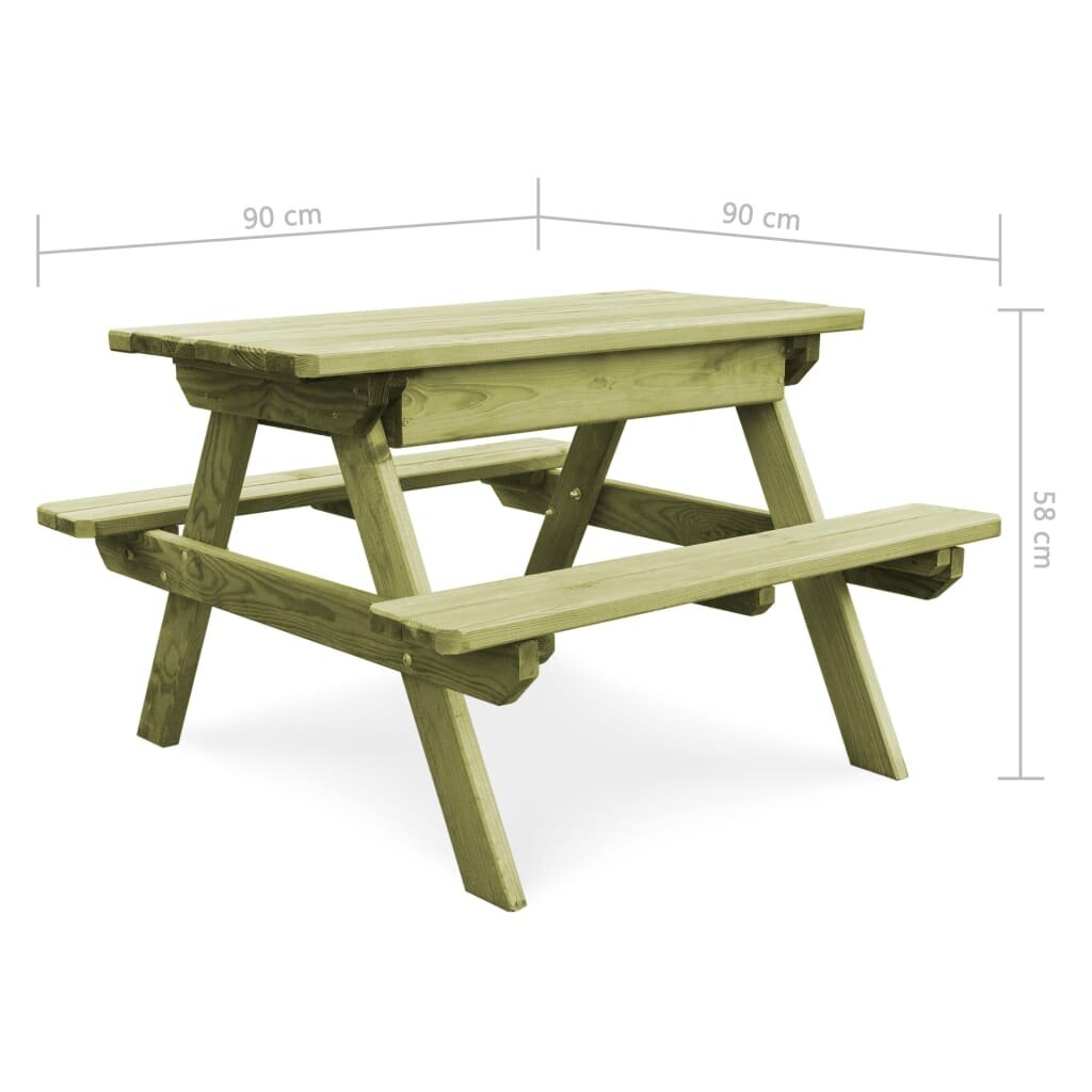 Iškylos stalas su suoliukais, žalias kaina ir informacija | Lauko stalai, staliukai | pigu.lt