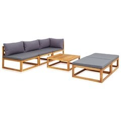 Sodo baldų komplektas su pagalvėlėmis, rudas цена и информация | Комплекты уличной мебели | pigu.lt