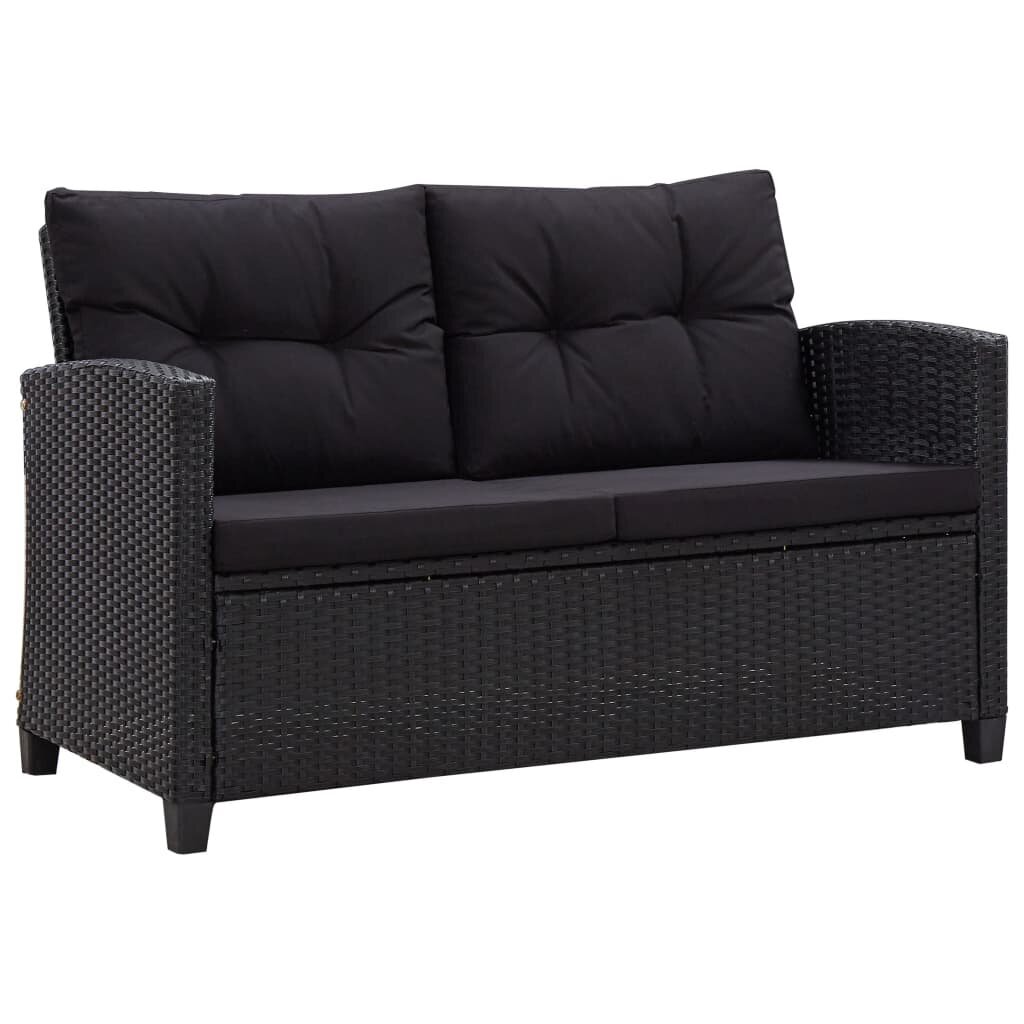 Sodo sofos komplektas su pagalvėlėmis, 6 dalių, juodas kaina ir informacija | Lauko baldų komplektai | pigu.lt