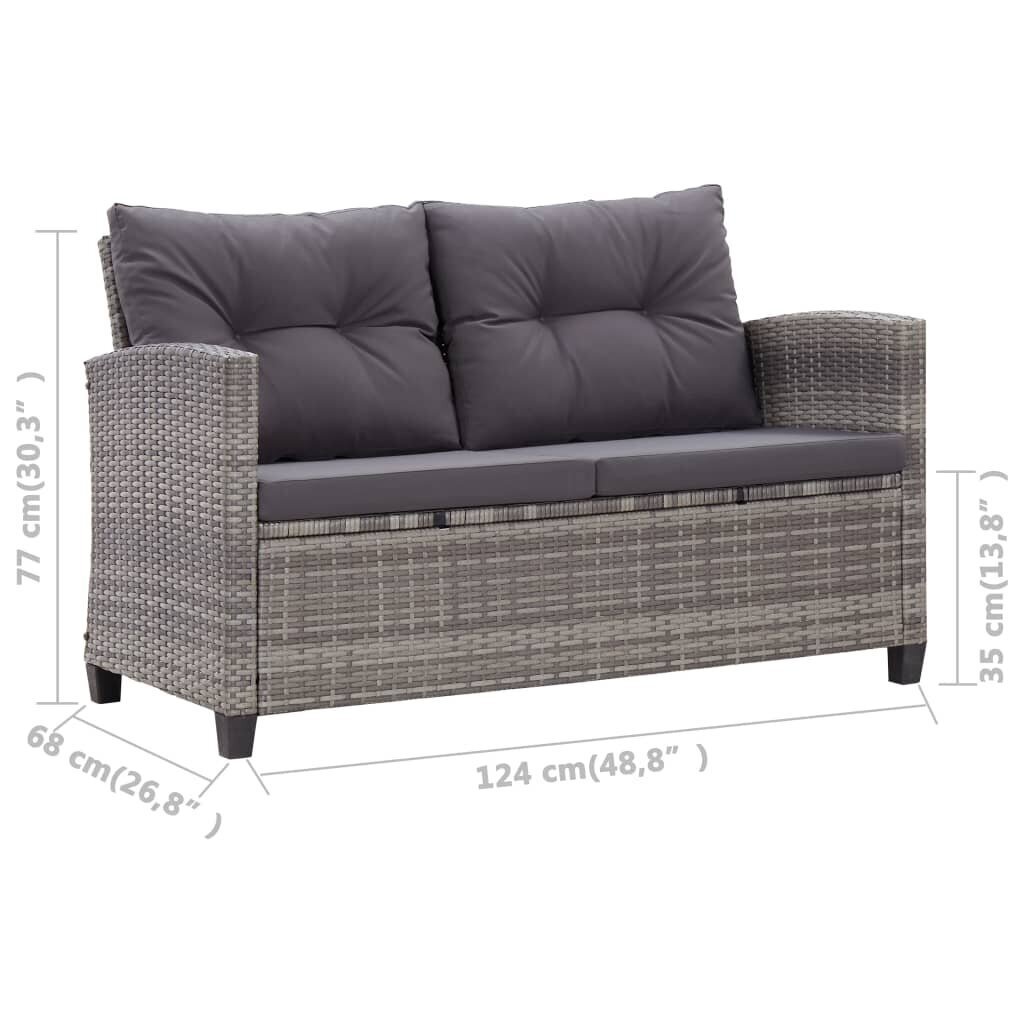 Dvivietė sodo sofa su pagalvėlėmis, pilka kaina ir informacija | Lauko kėdės, foteliai, pufai | pigu.lt
