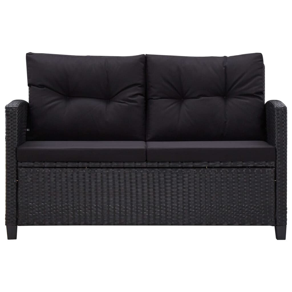 Dvivietė sodo sofa su pagalvėlėmis, juoda kaina ir informacija | Lauko kėdės, foteliai, pufai | pigu.lt