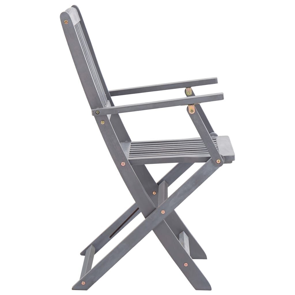 Sulankstomos lauko kėdės, 2vnt., akacijos medienos masyvas, pilkos kaina ir informacija | Lauko kėdės, foteliai, pufai | pigu.lt