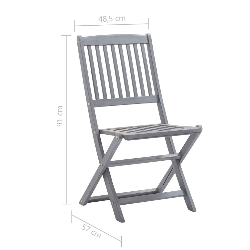 Sulankstomos lauko kėdės, 4vnt., pilkos kaina ir informacija | Lauko kėdės, foteliai, pufai | pigu.lt
