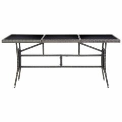 vidaXL Sodo stalas, pilkos spalvos, 170x80x74cm, poliratanas kaina ir informacija | Lauko stalai, staliukai | pigu.lt