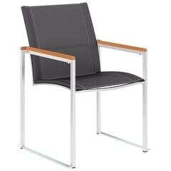 vidaXL Sodo kėdės, 2vnt, pilkos, tekstilenas ir nerūdijantis plienas цена и информация | Садовые стулья, кресла, пуфы | pigu.lt