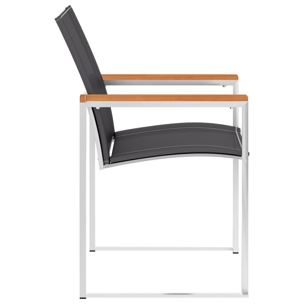 vidaXL Sodo kėdės, 2vnt, pilkos, tekstilenas ir nerūdijantis plienas kaina ir informacija | Lauko kėdės, foteliai, pufai | pigu.lt
