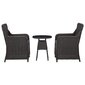 Sodo bistro komplektas su pagalvėmis, 3 dalių, juodas kaina ir informacija | Lauko kėdės, foteliai, pufai | pigu.lt