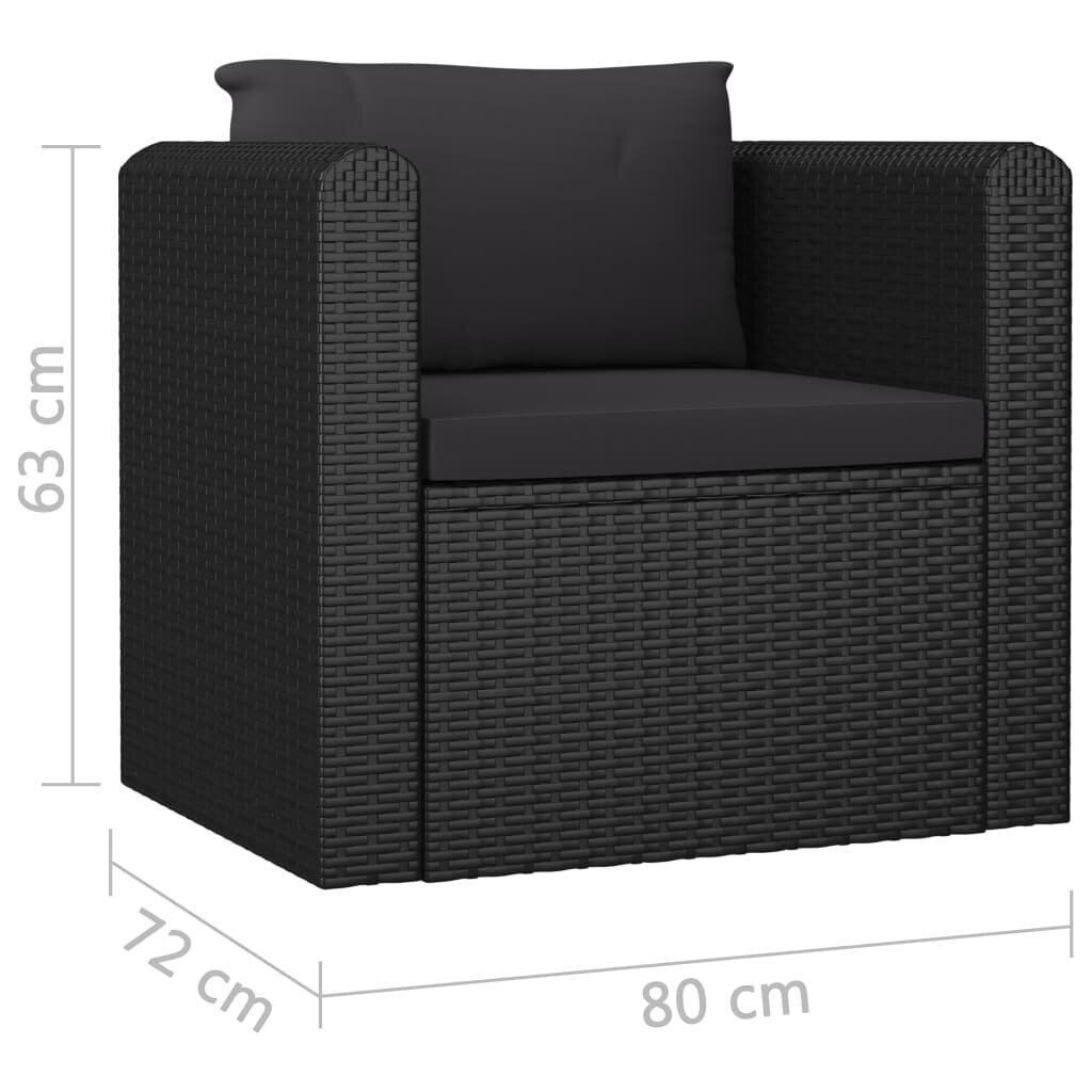 Lauko krėslas su pagalvėlėmis, juoda kaina ir informacija | Lauko kėdės, foteliai, pufai | pigu.lt