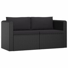 Sodo sofos komplektas su pagalvėlėmis, 2 dalių, juodas цена и информация | Комплекты уличной мебели | pigu.lt