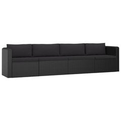 Sodo sofos komplektas su pagalvėlėmis, 4 dalių, juodas цена и информация | Комплекты уличной мебели | pigu.lt