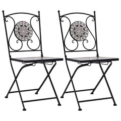 Mozaikinės bistro kėdės, 2 vnt., pilkos spalvos цена и информация | Садовые стулья, кресла, пуфы | pigu.lt