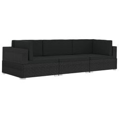 Sodo sofos komplektas su pagalvėlėmis, juodas цена и информация | Комплекты уличной мебели | pigu.lt