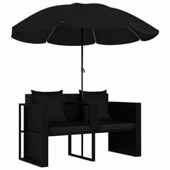Sodo gultas su skėčiu, juodas цена и информация | Лежаки | pigu.lt
