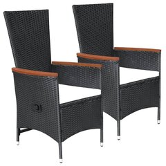 Садовые кресла, 2 шт., черные цена и информация | Садовые стулья, кресла, пуфы | pigu.lt