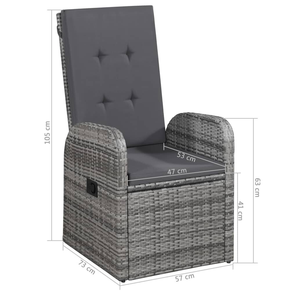 Atlošiamos sodo kėdės su pagalvėlėmis, 2 vnt., pilkos kaina ir informacija | Lauko kėdės, foteliai, pufai | pigu.lt