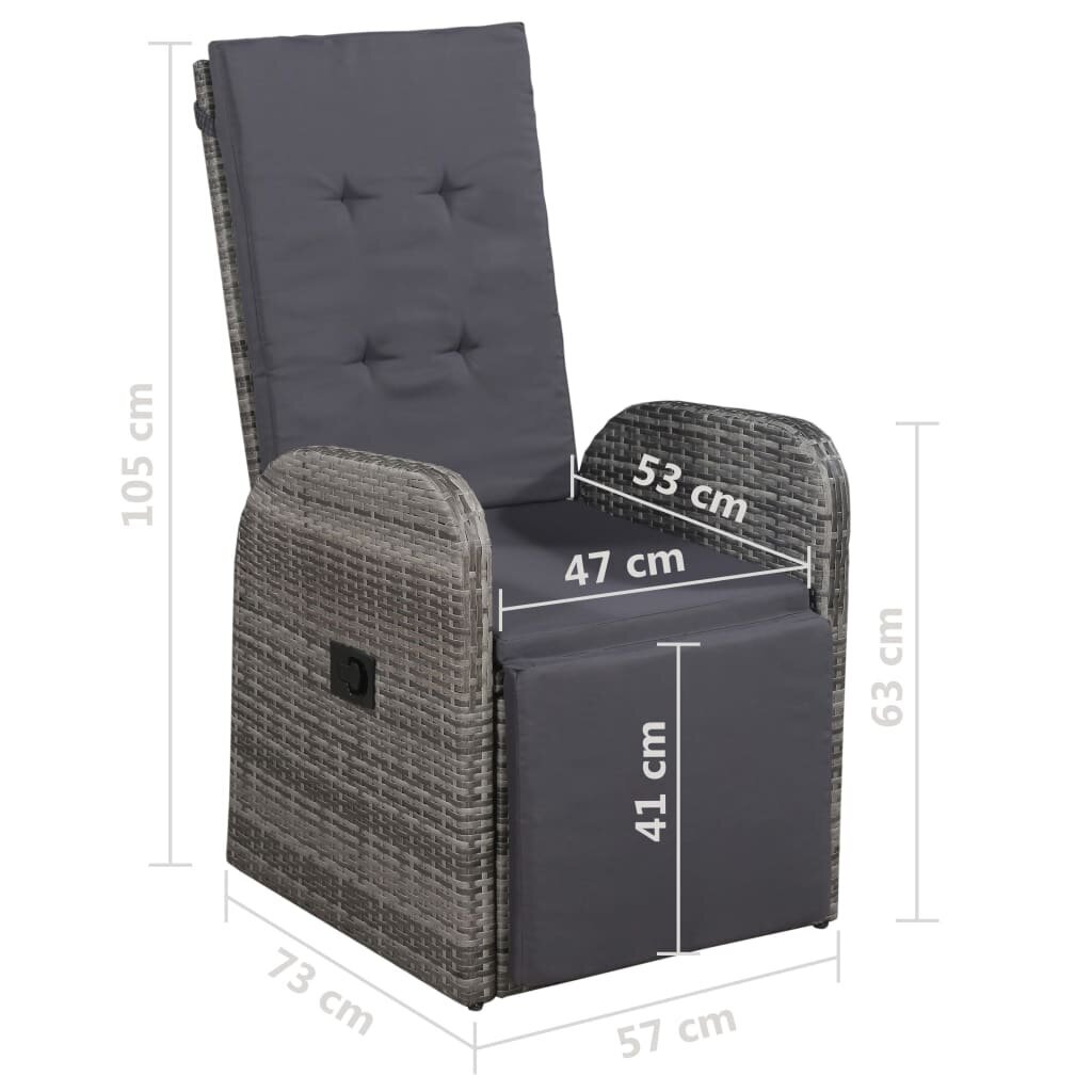Bistro komplektas su pagalvėlėmis, 3 dalių, pilkas, poliratanas kaina ir informacija | Lauko baldų komplektai | pigu.lt