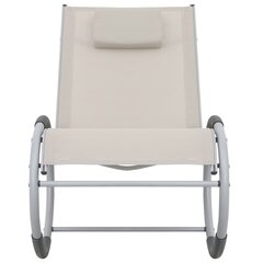 vidaXL Supama lauko kėdė, kreminės spalvos, tekstilenas kaina ir informacija | Lauko kėdės, foteliai, pufai | pigu.lt