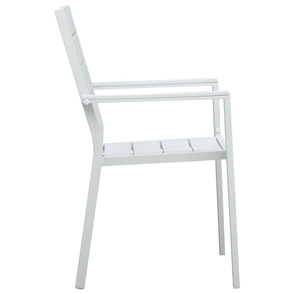 Sodo kėdės, 4vnt., baltos spalvos, HDPE, medienos imitacija kaina ir informacija | Lauko kėdės, foteliai, pufai | pigu.lt