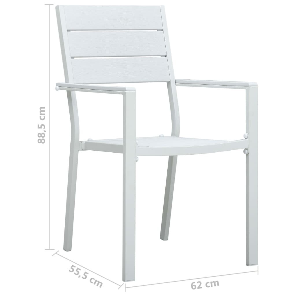 Sodo kėdės, 4vnt., baltos spalvos, HDPE, medienos imitacija kaina ir informacija | Lauko kėdės, foteliai, pufai | pigu.lt