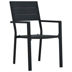Sodo kėdės, 4vnt., juodos spalvos, HDPE, medienos imitacija цена и информация | Садовые стулья, кресла, пуфы | pigu.lt