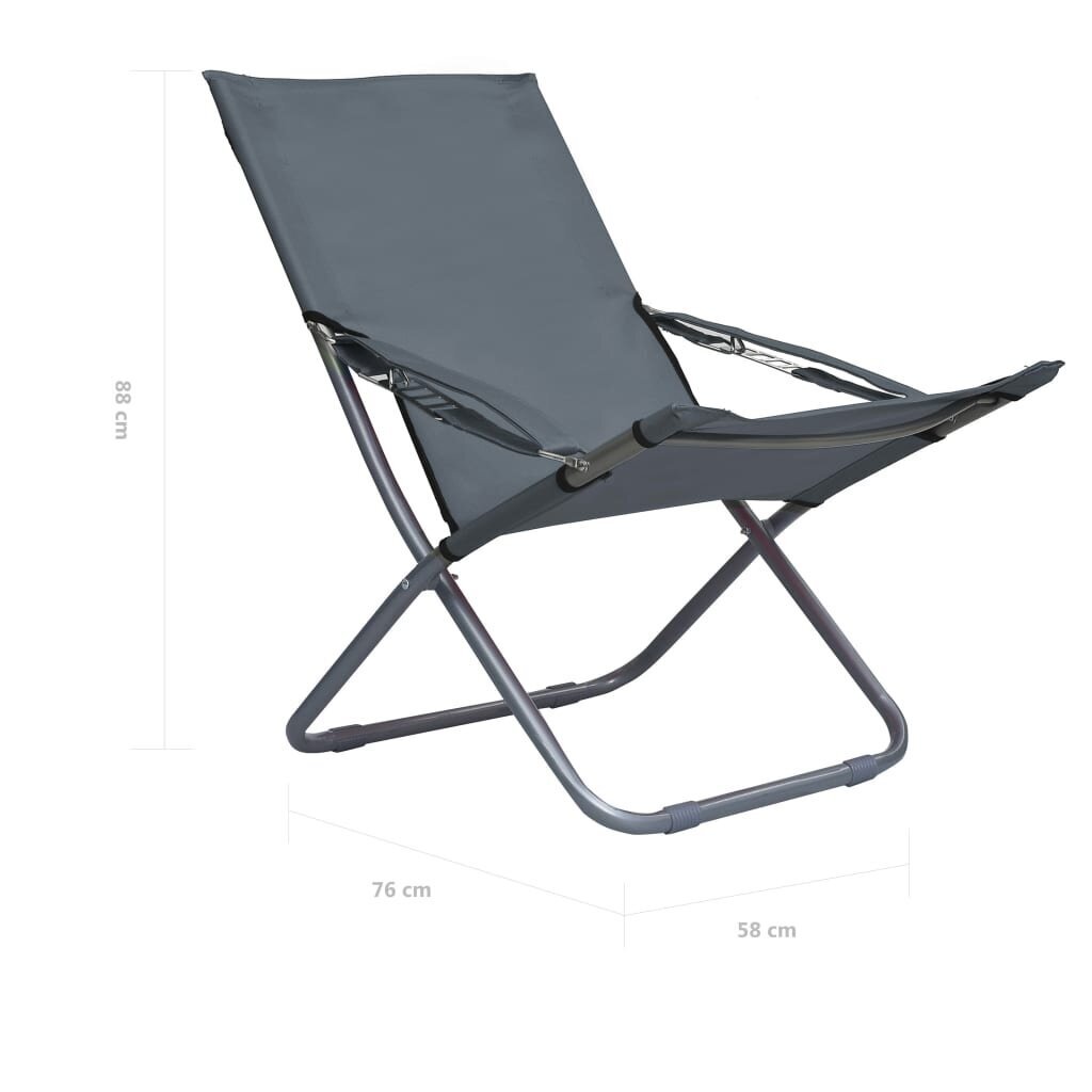 Sulankstomos paplūdimio kėdės, 2vnt., pilkos kaina ir informacija | Lauko kėdės, foteliai, pufai | pigu.lt