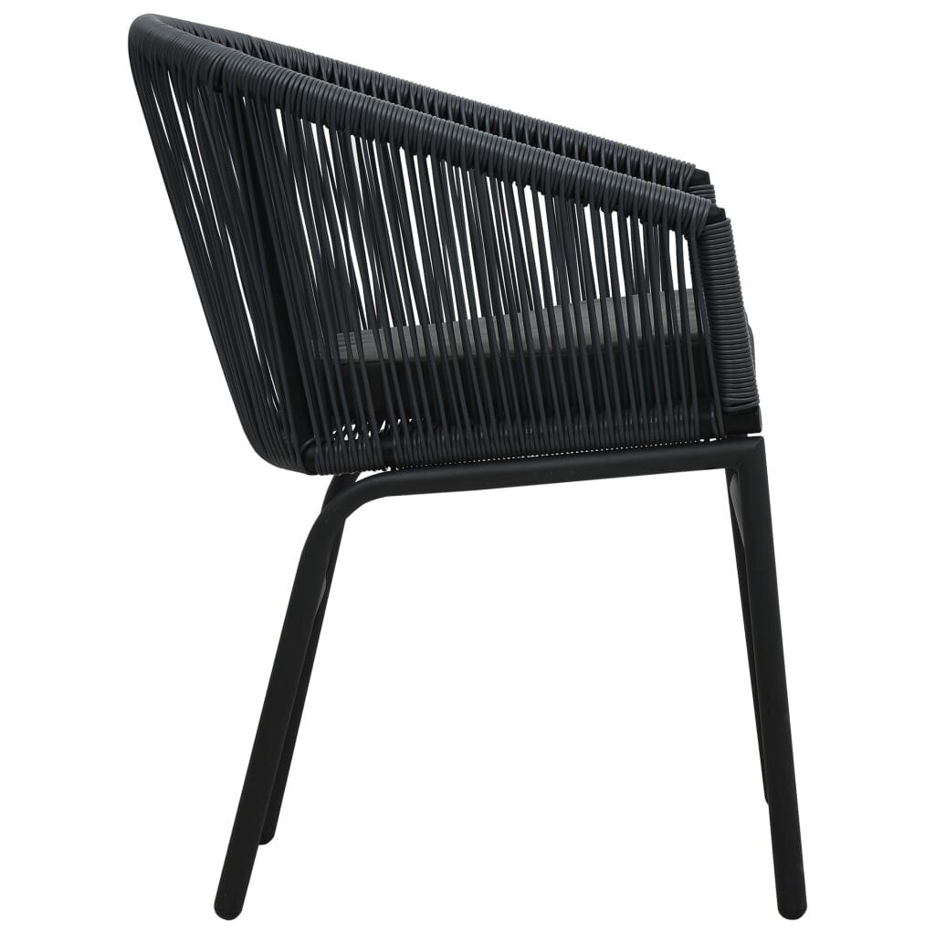 Sodo kėdės, 2vnt., juodos spalvos, PVC ratanas kaina ir informacija | Lauko kėdės, foteliai, pufai | pigu.lt