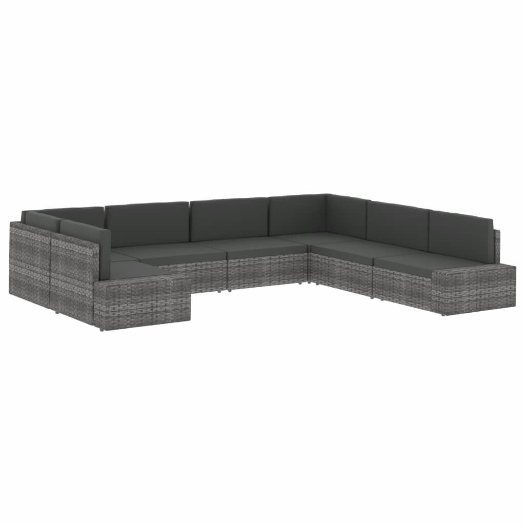 Modulinė kampinė sofa su porankiu kairėje, juoda kaina ir informacija | Lauko kėdės, foteliai, pufai | pigu.lt