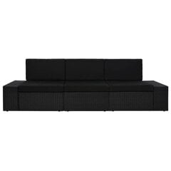 Modulinė trivietė sofa, juoda цена и информация |  Садовые стулья, кресла, пуфы | pigu.lt