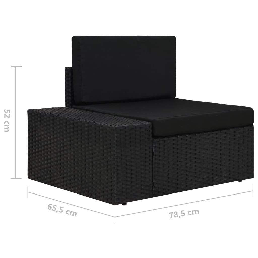 Modulinė trivietė sofa, juoda kaina ir informacija | Lauko kėdės, foteliai, pufai | pigu.lt