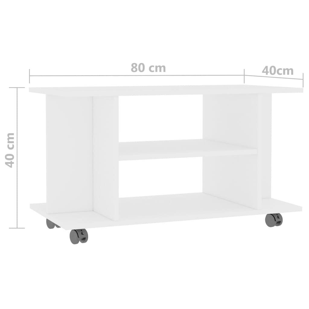 TV spintelė su ratukais, 80x40x40 cm, MDP balta kaina ir informacija | TV staliukai | pigu.lt