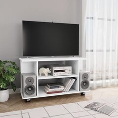 TV spintelė su ratukais, 80x40x40 cm, MDP balta kaina ir informacija | TV staliukai | pigu.lt