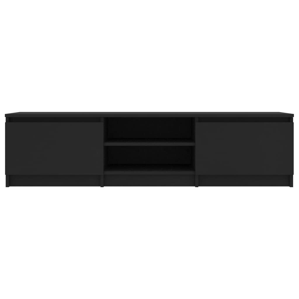 Televizoriaus spintelė, juodos spalvos, 140x40x35,5 cm, MDP kaina ir informacija | TV staliukai | pigu.lt