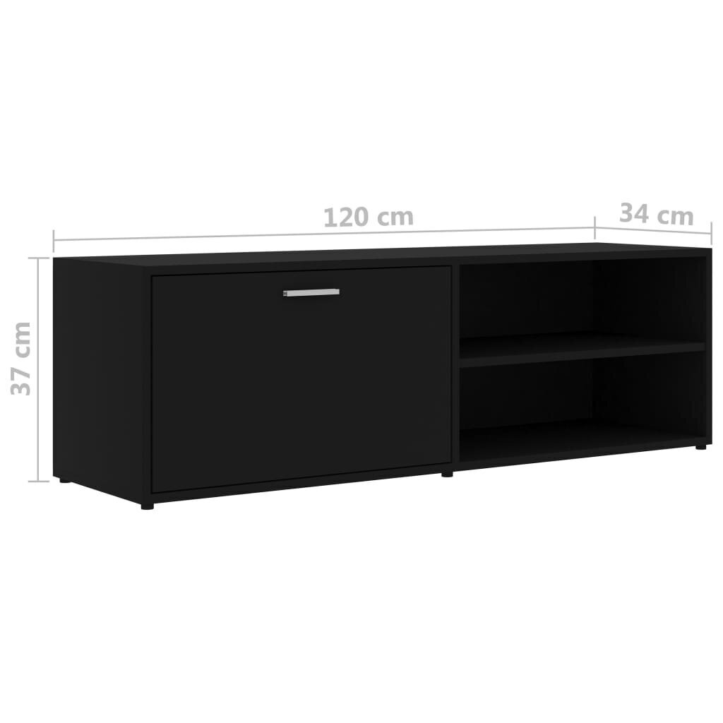 Televizoriaus spintelė, 120x34x37 cm, juoda kaina ir informacija | TV staliukai | pigu.lt