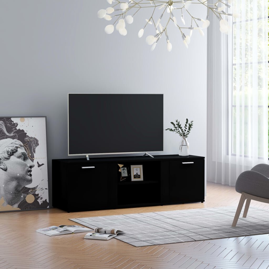 Televizoriaus spintelė, 120x34x37cm, juoda цена и информация | TV staliukai | pigu.lt
