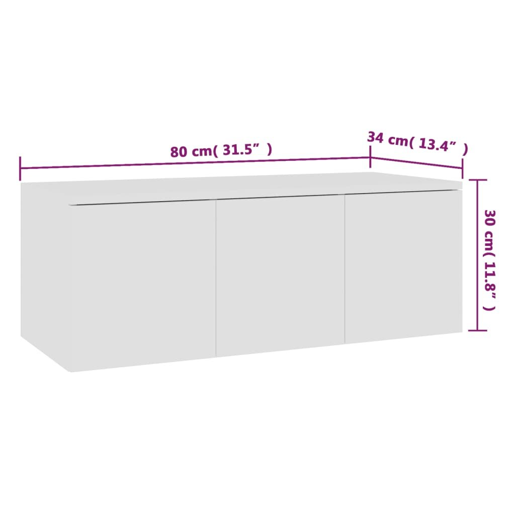 Televizoriaus spintelė, 80x34x30 cm, balta цена и информация | TV staliukai | pigu.lt