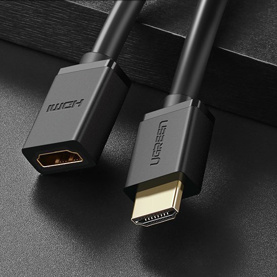 Ugreen HD107 10140, HDMI (female) - HDMI (male) cable adapter 4K 10,2 Gbps 340 Mhz audio ethernet 0,5 m black kaina ir informacija | Kabeliai ir laidai | pigu.lt