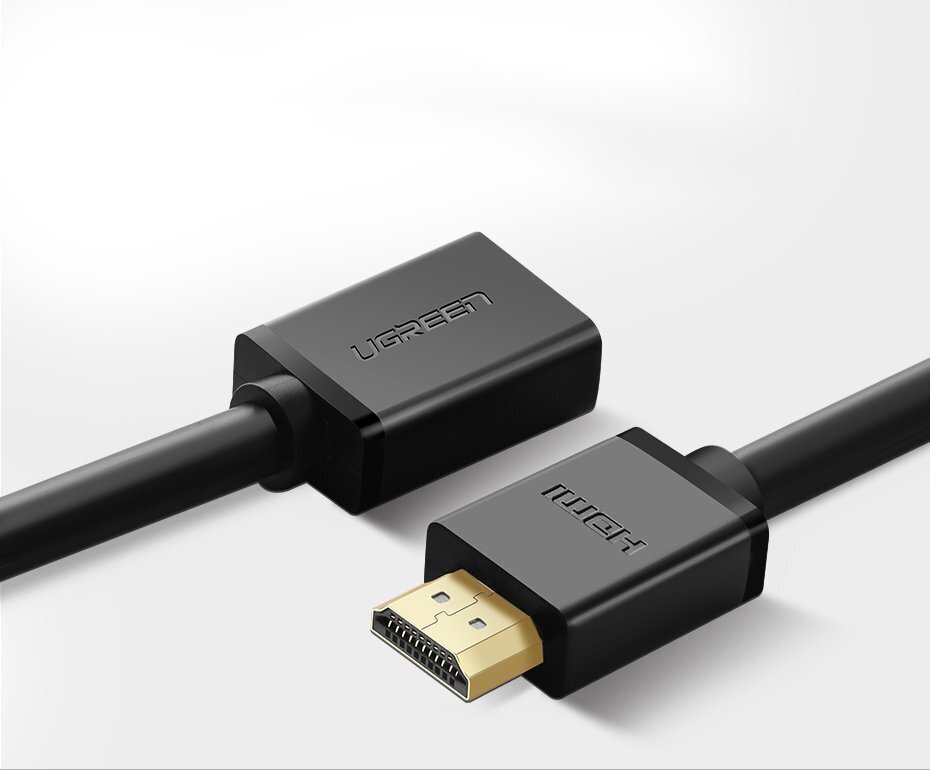 Ugreen HD107 10140, HDMI (female) - HDMI (male) cable adapter 4K 10,2 Gbps 340 Mhz audio ethernet 0,5 m black kaina ir informacija | Kabeliai ir laidai | pigu.lt