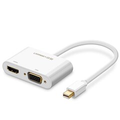 Кабель HDMI Ugreen / VGA - мини DisplayPort адаптер 4K @ 30 Гц Full HD 1080p, белый (MD108 10427) цена и информация | Адаптеры, USB-разветвители | pigu.lt