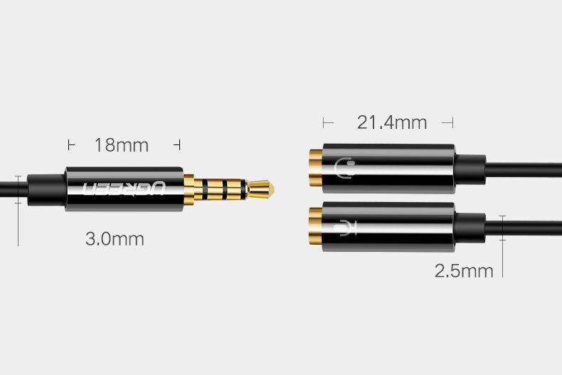 Kabelis Ugreen 3,5 mm mini jack AUX, 20 cm (AV141 30620) kaina ir informacija | Kabeliai ir laidai | pigu.lt