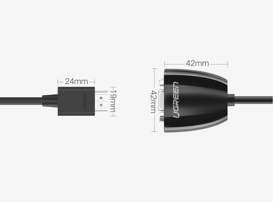 Adapteris Ugreen HDMI (male) - VGA (female) FHD (MM105 40253) kaina ir informacija | Adapteriai, USB šakotuvai | pigu.lt