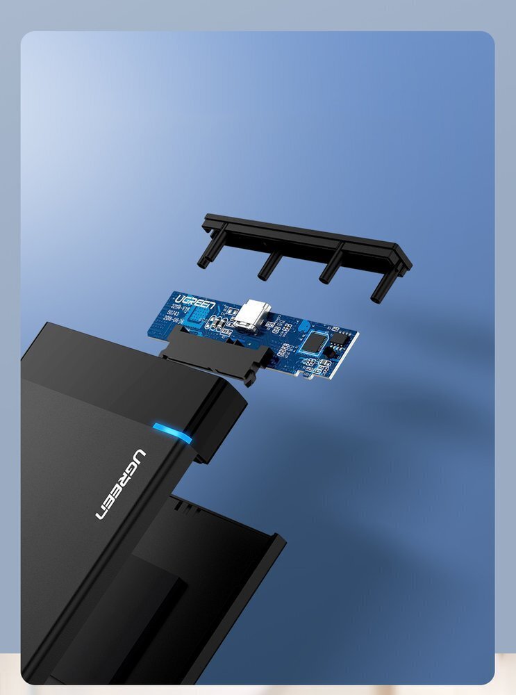 Ugreen US221 HDD/SSD,SATA 3.0, USB-C kaina ir informacija | Išoriniai kietieji diskai (SSD, HDD) | pigu.lt