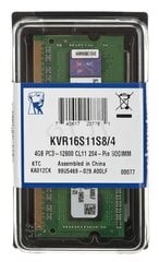 KINGSTON DDR3-1600 4GB SO-DIMM CL11 kaina ir informacija | Operatyvioji atmintis (RAM) | pigu.lt
