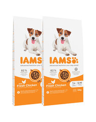 Iams ProActive Health suaugusiems vidutinių ir mažų veislių šunims su vištiena, 2x12 kg kaina ir informacija | Sausas maistas šunims | pigu.lt